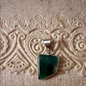 New Green Onyx Pendant with Sterling Silver 1 3/4”